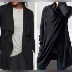 Athleta Black Long Sleeve Studio Wrap Magnetic Closure Cardigan